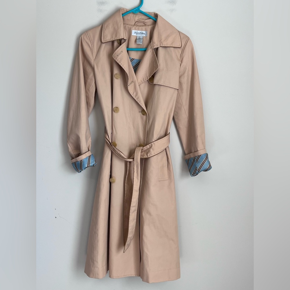 Brooks Brothers Classic Cotton Double Breasted Trench Coat Tan Women's Small